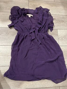 Forever 21 Purple Ruffle-Trim V-Neck Mini Dress